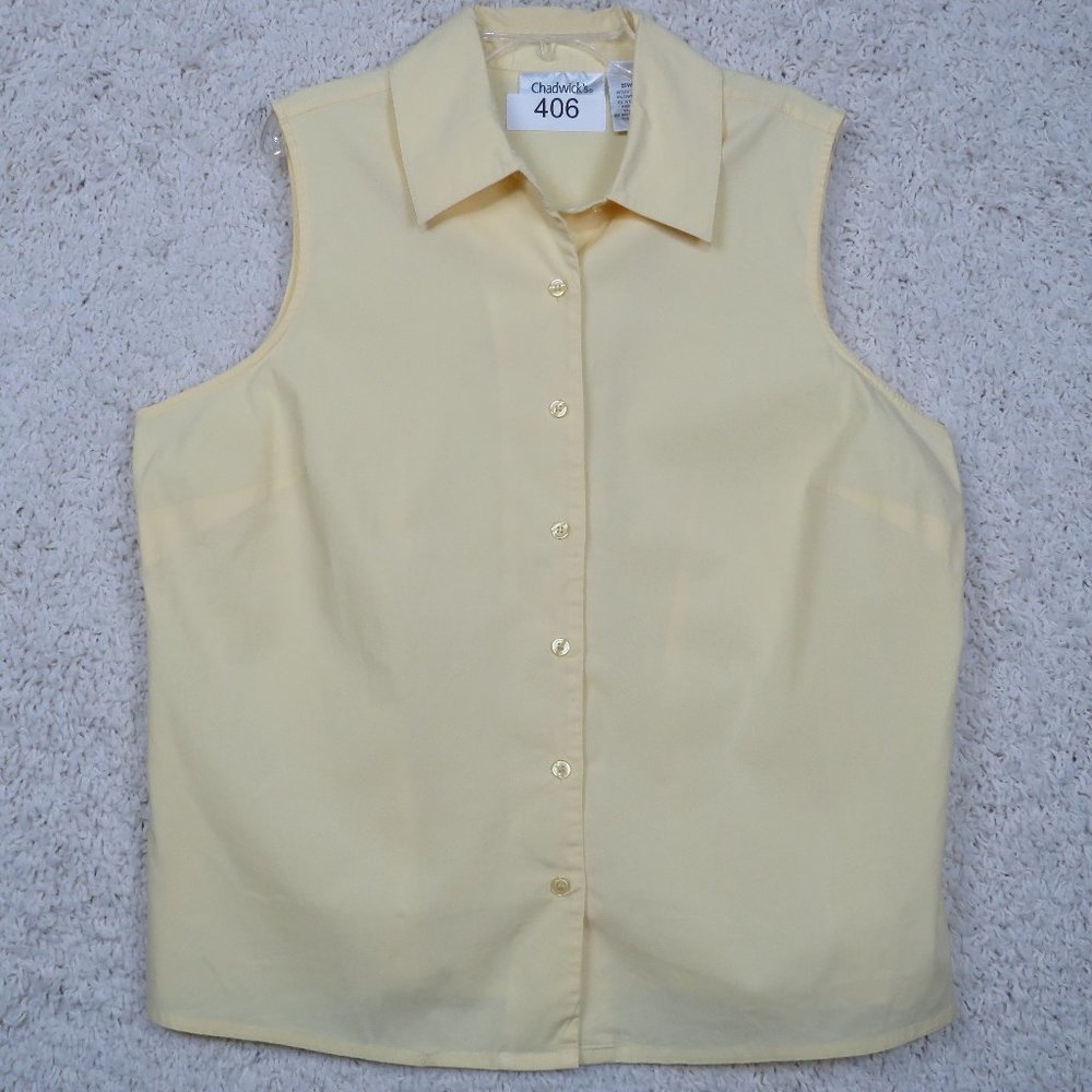 Chadwick's*‎ Women's Sleeveless Button Down Straight Hem Blouse Size~ 18W